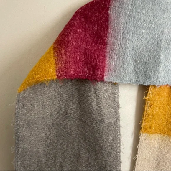 Britt’s Knits Barcelona Blanket Scarf Multicolor Color Block Fringe 80” x 14” - Picture 3 of 9